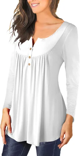 Vista 2 de Camisas casuales para mujer blusa de manga corta con volantes botones ajuste acampanado S-3XL