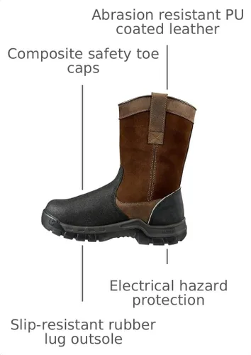 Vista 6 de Carhartt Botas industriales Wellington impermeables Metguard Comp Toe de 11 pulgadas para hombre