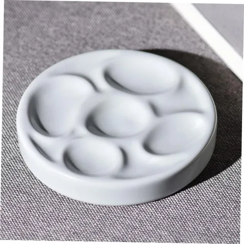 Vista 2 de SHINEOFI Paleta de mezcla de acuarela, placa de pintura de cerámica, suministros de arte para bricolaje, ligero, ahorro de espacio para artistas