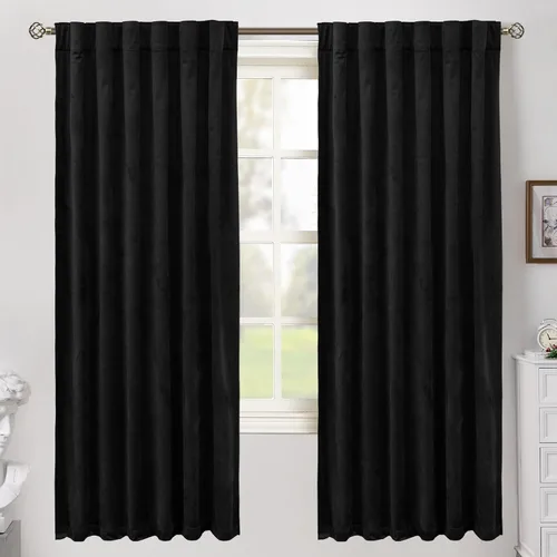 Vista 17 de BGment Cortinas de terciopelo rosa polvoriento, 2 paneles de 84 pulgadas, 2 paneles para sala de estar, aislamiento térmico de lujo, reducen