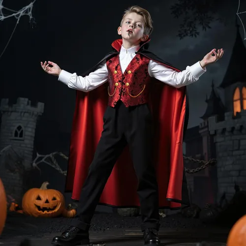 Vista 2 de PEADUCK Disfraz de vampiro para niños, disfraz de Halloween, juego de rol