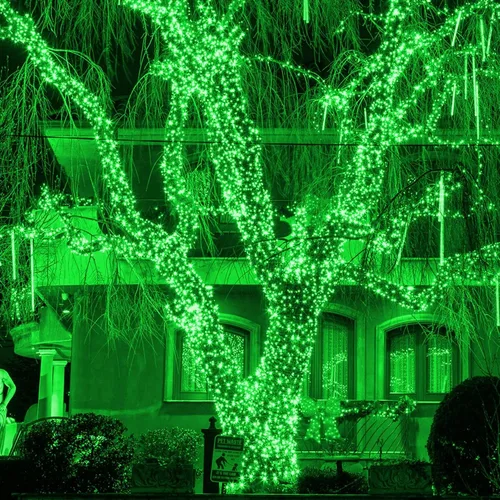 Vista 6 de TW SHINE Luces de Navidad verdes, 200 luces LED de Navidad para exteriores de 66 pies enchufables con 8 modos, cable verde impermeable, luz del día