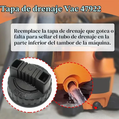 Vista 3 de 47922 Tapón de drenaje para aspiradora húmeda/seca, pieza de repuesto de vacío, accesorio colector de polvo, ID de 1.97 pulgadas