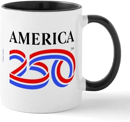 Vista 6 de CafePress America250: Taza de café de cerámica negra con logotipo vertical de 11 oz (11.0 fl oz)