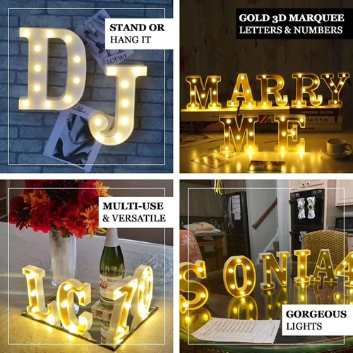 Vista 4 de Efavormart - Letrero 3D con luz LED de 6 pulgadas, color dorado con número 0, espejo frontal blanco cálido, funciona con pilas, brillo 72H