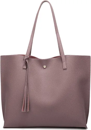 Vista 41 de Dreubea - Bolsa de hombro y de mano de piel sintética suave para mujer, con borla, de gran capacidad