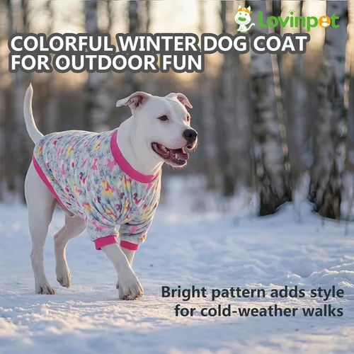 Vista 6 de LovinPet Chaquetas para perros grandes de 50 a 60 libras, ropa de tela de franela agradable a la piel para perros, estampado de espuma de mar