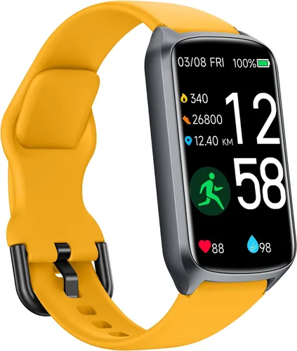 Vista 10 de Amzhero Rastreador de salud y fitness con monitor de frecuencia cardíaca 24/7, oxígeno en sangre, presión arterial, rastreador de sueño