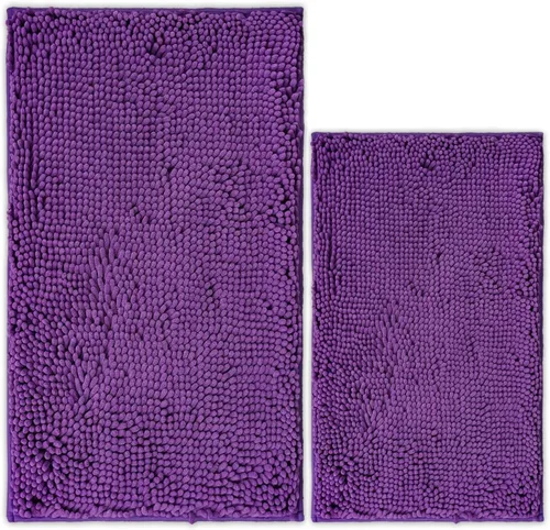 Vista 36 de Juego de 2 tapetes de baño de chenilla, superabsorbentes, con fuerte respaldo antideslizante de PVC, tapetes de baño para baño, peludos