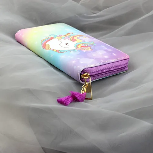 Vista 5 de MayeBridge Lindo unicornio monedero unicornio cremallera cartera larga bolso de embrague bolso de cuero PU para niñas mujeres, Unicornio B0514, Lindo