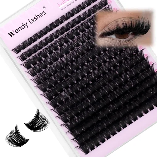 Vista 10 de WENDY LASHES Extensiones de pestañas onduladas con efecto 3D, extensiones de pestañas de volumen 100D de 0.394-0.709 in