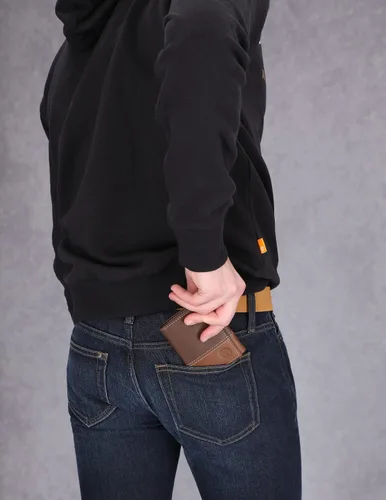 Vista 6 de Timberland - Cartera triple de cuero para hombre con ventana para tarjeta de identificación