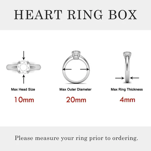 Vista 6 de MUUJEE Caja de anillo de compromiso secreto delgado en forma de corazón, tamaño de bolsillo, discreto para ceremonia de boda, propuesta