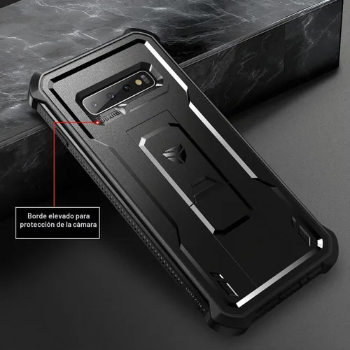 Vista 6 de Dexnor Funda para Samsung Galaxy S10+ Plus, [protector de pantalla y soporte integrados] Protección de grado militar resistente a prueba de golpes