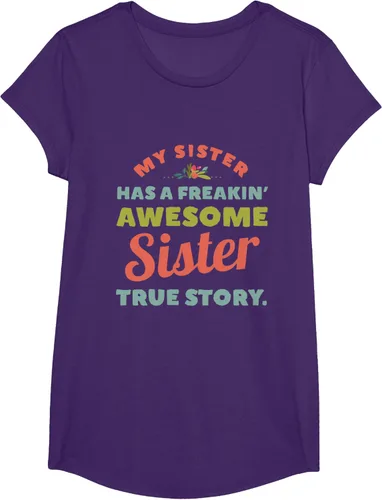 Vista 16 de Camiseta My Sister Has A Freakin Awesome Sister True Story, Negro, S