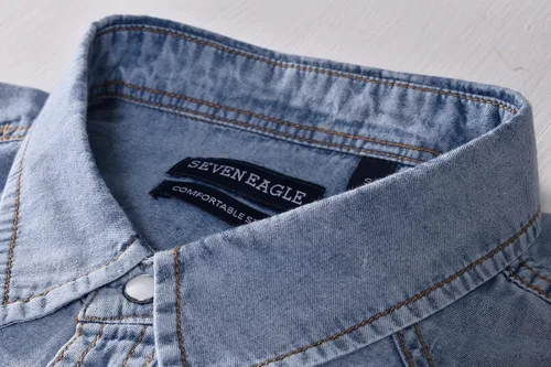 Vista 3 de Camisa vaquera de manga larga con doble bolsillo para hombre