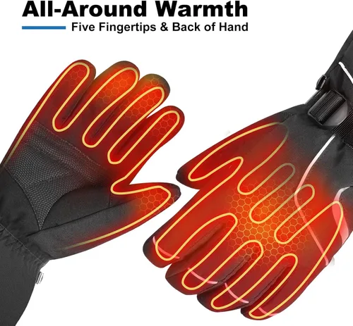 Vista 2 de Heated Gloves, Unisex Winter Ski Glove, Rechargeable Electric Heating Mittens for Skiing Snowboarding Snow Hiking Hunting Winter Outdoor