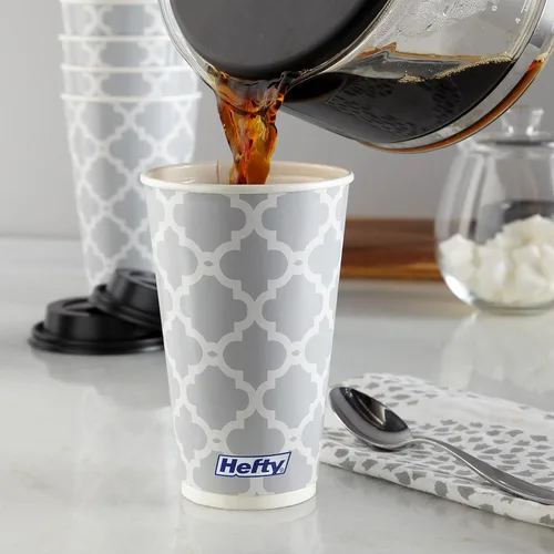 Vista 5 de Hefty - Vasos calientes desechables con tapas, 16 onzas, 20