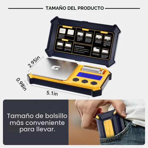 Vista 3 de GRAM PRES Escala digital de gramo de bolsillo 10.58 oz x 0.0004 oz