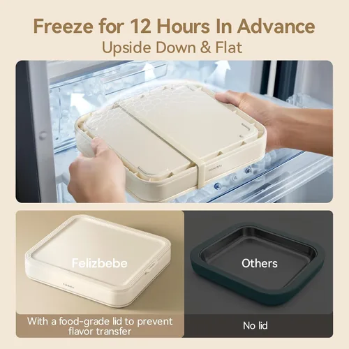 Vista 4 de Máquina para hacer helados enrollados, máquina de helado instantáneo con tapa y 2 espátulas, acero inoxidable SUS316 de grado alimenticio, bandeja