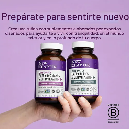 Vista 8 de Tabletas multivitamínicas para hombres de más de 40 años, uso diario, de New Chapter, 370, 1, 1 Extra B6 and B12, D3, Vitamin C, and Zinc for
