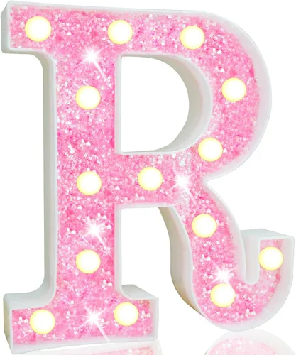 Vista 49 de Pooqla Luces de números de marquesina, números de luz rosa para niñas de 10.º cumpleaños, funciona con pilas, luz nocturna de número con purpurina