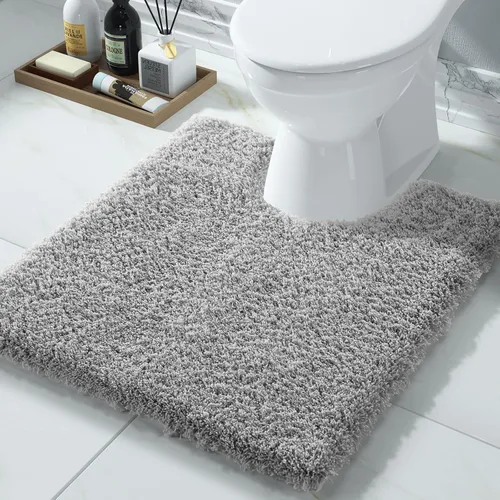 Vista 72 de Yimobra Alfombras de baño en negro y blanco antideslizantes lavables, tapetes de baño ultra suaves y absorbentes de agua, alfombra de ducha suave