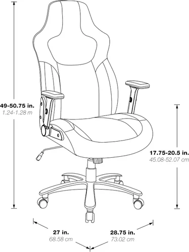 Vista 3 de OSP Home Furnishings Serie ECH - Silla de juegos de cuero regenerado grande y alta para hasta 350 libras con brazos abatibles ajustables en altura