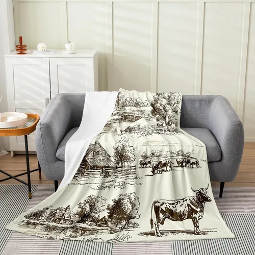 Vista 10 de Erosebridal Manta de vaquero occidental de 40 x 50 pulgadas, diseño del desierto americano del salvaje oeste americano, ilustración dibujada a mano
