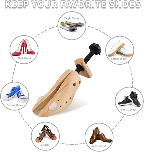 Vista 6 de XYH Camilla de zapatos para mujeres y hombres, un par de estiradores de zapatos de madera para mujeres y hombres ajustable en longitud y ancho
