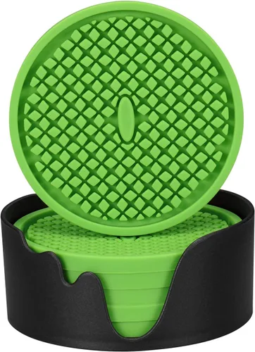Vista 10 de ME.FAN Posavasos de silicona [paquete de 6] posavasos gruesos con soporte, tapete para tazas, antideslizante, antiadherente, se mantiene en su