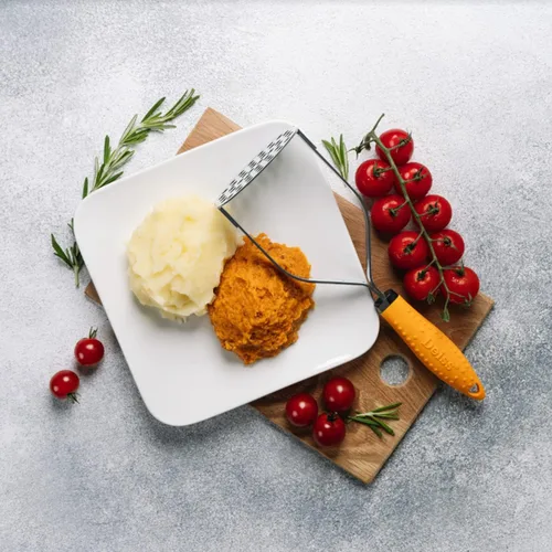 Vista 7 de Deiss PRO - Triturador de patatas de acero inoxidable resistente con mango de goma antideslizante, máquina de puré de mano para machacar sin