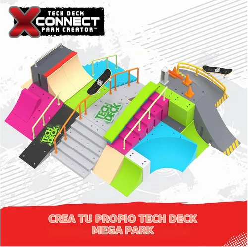 Vista 6 de Tech Deck, Neon Mega Park X-Connect Creator, juego de rampas personalizables que brillan en la oscuridad con 2 monopatines de dedo Blind, más de 90