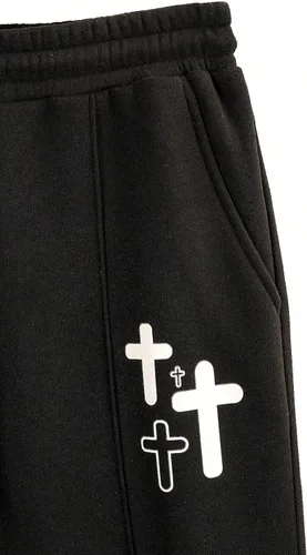 Vista 4 de SHENHE Pantalones deportivos con estampado cruzado en la cintura con cordón para hombre, pantalones casuales con bolsillos