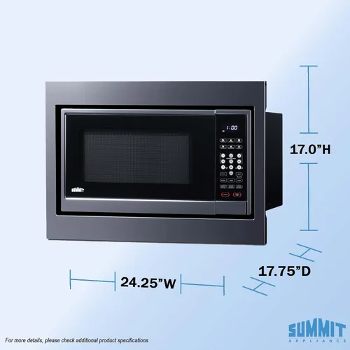 Vista 2 de Summit SMBI24 - Microondas incorporado de 24 pulgadas con kit de molduras, acero inoxidable 1000W built-in microwave with stainless steel trim kit