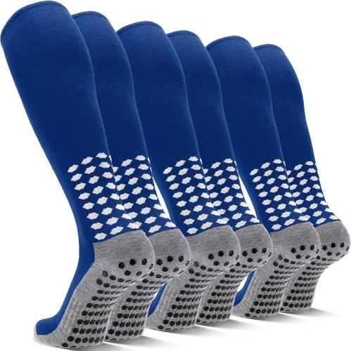 Vista 16 de 3 pares de calcetines de fútbol de agarre para hombre, acolchados, antideslizantes, para fútbol, baloncesto, deportes, hasta la rodilla, calcetines