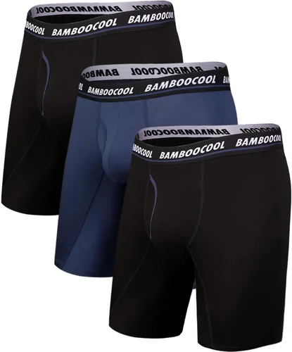 Vista 10 de BAMBOO COOL Ropa interior tipo bóxer largo para hombres de rendimiento con pierna larga para deportes MultiPack