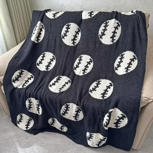 Vista 3 de Manta acogedora con patrón de béisbol perfecta reversible ligera ropa de cama para adultos, suave, cálida y de felpa manta deportiva de pelota ideal
