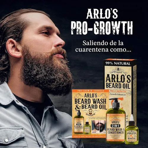 Vista 5 de Arlo's 2 en 1 Pro-Growth - Jabón y acondicionador para barba de 12 onzas con kit de 2 piezas de aceite para barba Pro-Growth