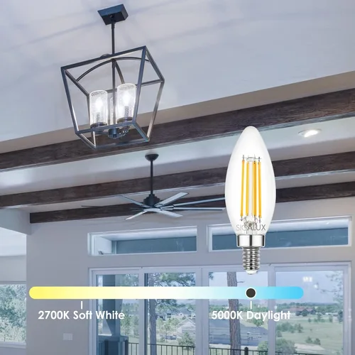 Vista 4 de Sigalux Bombillas LED E12 para candelabro, regulables, tipo B de candelabro, certificación UL
