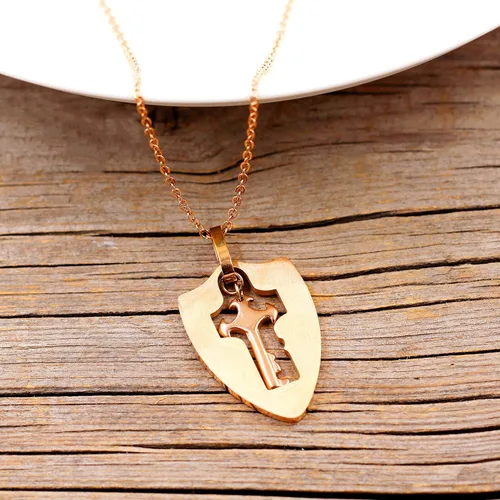 Vista 3 de Uloveido Collar con colgante de llave de escudo y pulsera de bloqueo para niñas y niños, juego de pulsera para hombres y mujeres, regalo