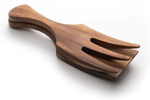 Vista 2 de Ironwood Gourmet Juego de utensilios de madera de acacia, 1.75 x 2.75 x 10 pulgadas, utensilios grandes para servir ensaladas