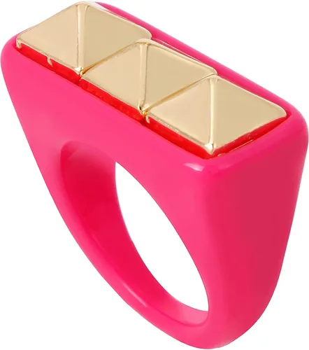 Vista 2 de Steve Madden Anillo de resina con sello tachonado, Metal Plástico, Sin piedras preciosas