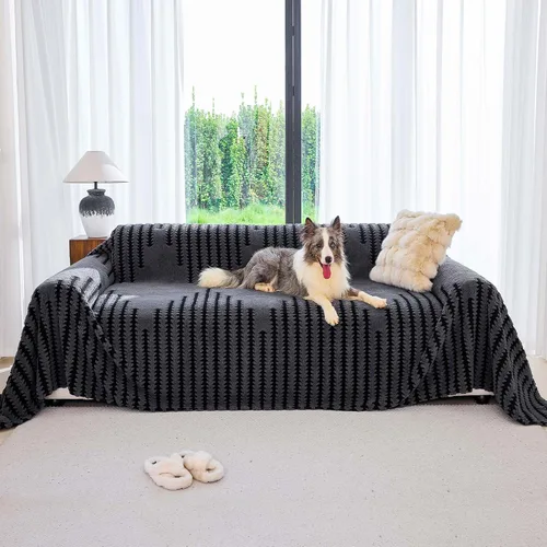 Vista 11 de Funda de sofá de forro polar Sherpa para perros, lavable, antideslizante, a prueba de mascotas, para sofá de 2 cojines, resistente a los arañazos