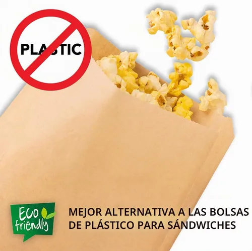 Vista 7 de Bolsas de papel Kraft marrón (paquete de 125) bolsas de grado alimenticio con calcomanías redondas blancas para sellar, bolsas de papel kraft
