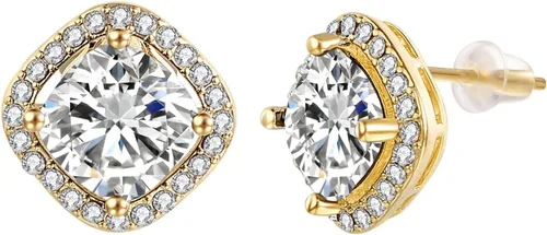 Vista 10 de Yoursfs Vintage Black Cz Stud Earrings For Women Austrian Crystal Studs Earrings Gold Plate Cut Diamond Stud Ear Cubic Zircon Jewelry Negro