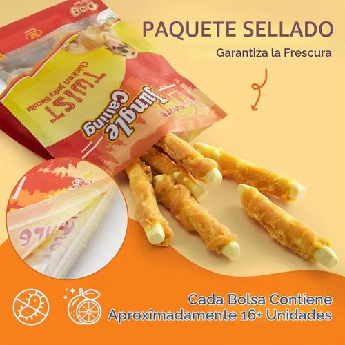 Vista 9 de Jungle Calling Galletas de pollo para perros, golosinas masticables suaves sin cuero crudo para recompensas de entrenamiento, 10.6 onzas