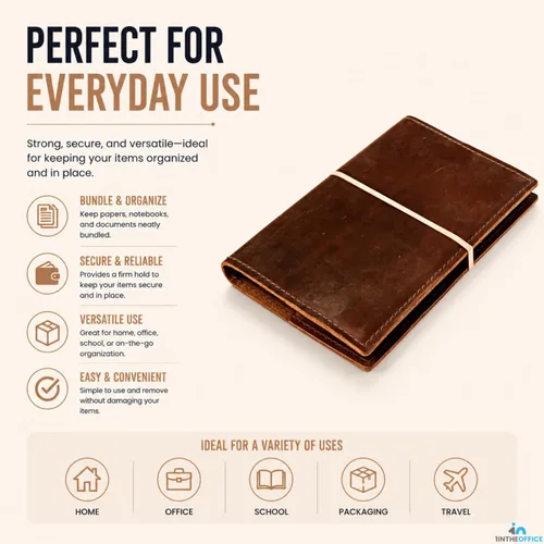 Vista 5 de 1InTheOffice Bandas de goma talla 64, bandas elásticas de goma de 1/4 libras, paquete de 3