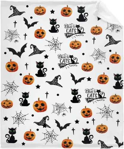 Vista 24 de Manta de Halloween para bebé, diseño de calabaza, fantasma, telaraña, súper suave, manta acogedora para recién nacido, manta de recepción para bebé