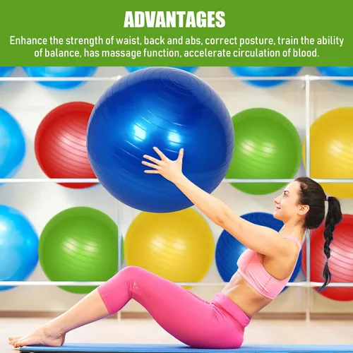 Vista 6 de Leyndo Pelota de ejercicio de yoga, pilates, embarazo, parto, fitness, con bomba rápida, antiestallido para mejorar la postura, equilibrio, yoga